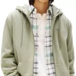 Tommy Jeans Herren Hoodie Flag Zip Thru mit Kapuze und Reißverschluss