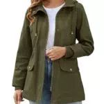 Tuopuda Damen Frühlingsjacke Kapuzenjacke mit Reißverschluss und Taschen