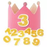 URAQT Geburtstagskrone Kinder aus Stoff mit Happy Birthday Spruchband und Zahlen