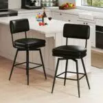 Urhanherry Barhocker Drehbar mit Lehne, Mid-Century Stil, Komfort Sitzkissen