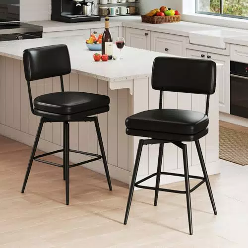 Urhanherry Barhocker Drehbar mit Lehne, Mid-Century Stil, Komfort Sitzkissen