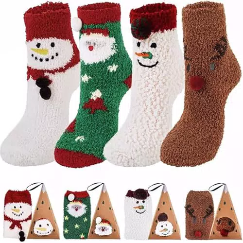 ZOYLINK Flauschige Kuschelsocken für Damen – Atmungsaktive Weihnachtssocken