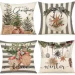ZWJD Kissenbezug Weihnachten aus Leinen – Weihnachtskissen Dekokissen Sofa Modell A294