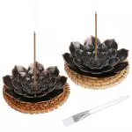 Lotus Räucherstäbchenhalter mit Untersetzer und Bürste für Meditation & Yoga