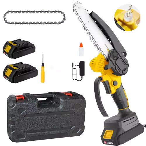 Akku Kettensäge 6 Zoll mit Bürstenlosem Motor und Sicherheitssperre für Holzarbeiten