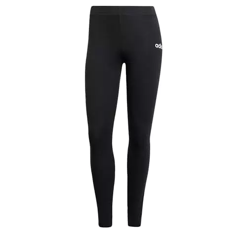 adidas Damen Essentials LINEAR Cotton Leggings, Medium Grey Heather/Black