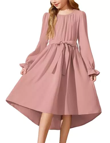 Arshiner Mädchen Chiffon Kleid mit Laternenärmeln Prinzessin Party Hochzeit