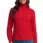 Avancel Damen Rollkragenpullover Zopfmuster Basic Strickpullover Herbst Winter Elegant