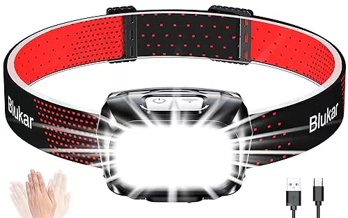 Blukar LED Stirnlampe 2000 Lumen, dimmbar, wasserdicht, für Joggen und Camping