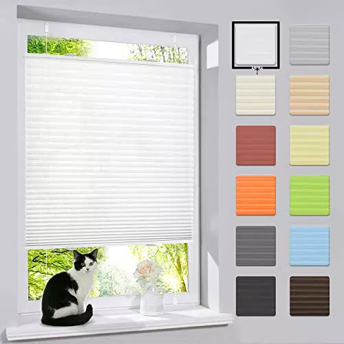 Bobodeco Plissee ohne Bohren – Faltrollo Sichtschutz und Sonnenschutz für Fenster