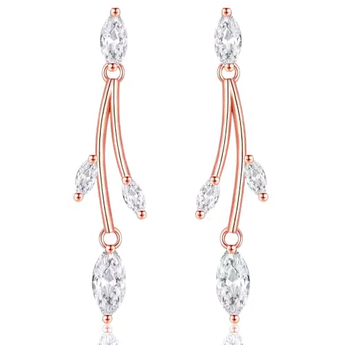 Cerslimo Hochzeit Ohrringe Zirkonia Lange Ohrstecker für Braut Geschenkbox Damen