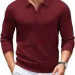 COOFANDY Herren Strickpullover Polo Langarm Pullover mit Polokragen Winter