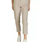 Denimfy Cordhose Damen Mom Fit High Waist Gerade Bein Stretch DFLisa Reißverschluss Taschen