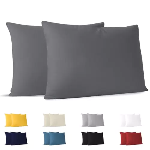 Kissenbezug 40 x 80 - 100% Jersey Baumwolle 150 g/qm Kissenbezüge -Anthrazit - Für Kissen 40 x 80 cm - Kissenhülle - Kissenbezug - Resistent und Hypoallergen - Dreamzie