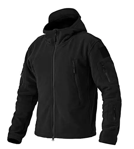 EKLENTSON Herren Fleecejacke Winddicht Outdoorjacke mit Reißverschluss und Kapuze