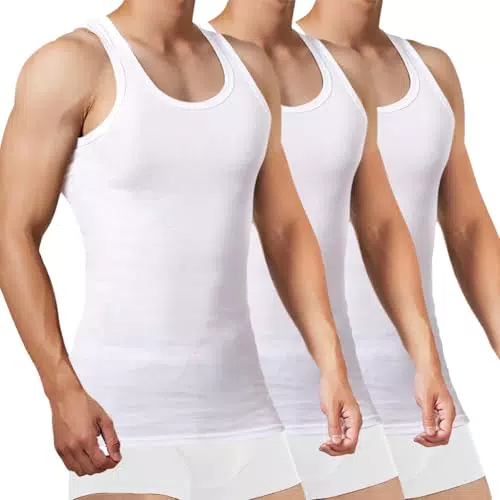 FALARY Herren Tank Top aus gekämmter Feinripp Baumwolle