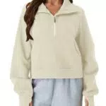 Friptspyg Damen Hoodie aus Samt Fleece mit Kapuze und Tasche – Winter Pullover