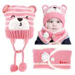 GLAITC Babymütze Winter Set mit Fleecefutter und Schal Unisex für Kinder