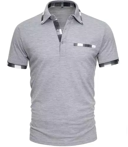 GLESTORE Poloshirt Herren Kurzarm Golf PoloHemd Männer Poloshirts Sommer Polo Hemden T Shirt Hellgrau XX