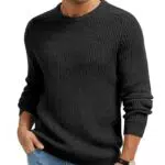 Imuedaen Herren Rundhals Basic Strickpullover Grobstrick Langarm Winterpullover