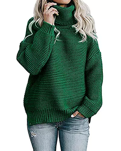 Imuedaen Damen Rollkragenpullover Elegant Langarm Strickpullover Winter Casual