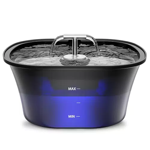 Katzenbrunnen Ultra Leise Trinkbrunnen für Katzen mit LED und Aktivkohlefilter