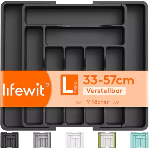 Lifewit Besteckkasten Verstellbar Kunststoff Küchen Organizer für Schublade