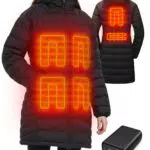 LIVONEST 12V Heizjacke Damen mit 6 Heizbereichen, Dual-Zonen-Steuerung, Powerbank