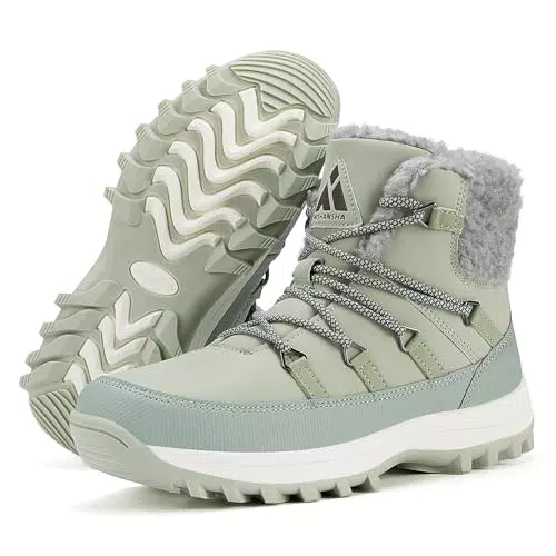 Mishansha Damen Winterschuhe Warm Gefüttert, Rutschfeste Winterstiefel Outdoor