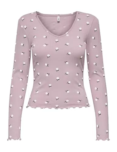 Only Onlina Langarmshirt Mit V-Ausschnitt Damen Oberteil