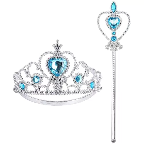 Prinzessin Krone und Zauberstab Set – Mädchen Tiara Kostüm Zubehör für Kinder