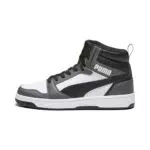 PUMA Unisex Rebound V6 Sneaker, White Black Chocolate Chip