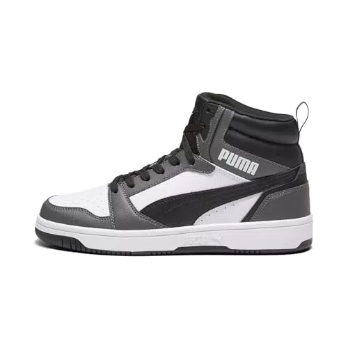 PUMA Unisex Rebound V6 Sneaker, White Black Chocolate Chip