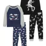 Ruisita Kinder Jungen Baumwoll Schlafanzug Langarm mit Dinosaurier Traktor Motiv