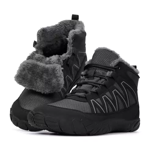 Ruyi Winter Barfußschuhe Warm Gefüttert Wasserabweisend Breite Zehenbox Damen Herren