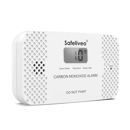 Safeliveo CO Melder Mit Wechselbarer Batterie, LCD, 10 Jahre Sensor, Für Zuhause