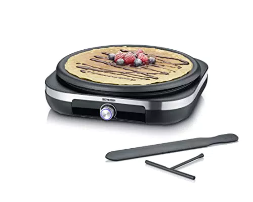 Severin Crepes Maker CM 2199 Crêpeseisen mit XXL Grillplatte 1500W für Crepes und Galettes