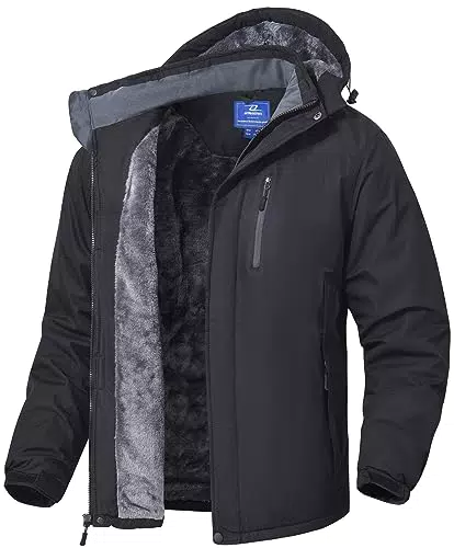 SPOSULEI Herren Winter Fleecejacke Warm Gefüttert Winddicht Wasserdicht Outdoor