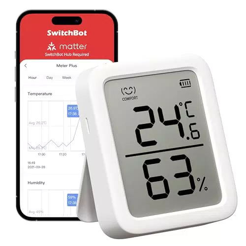 SwitchBot Thermometer Hygrometer Innen Bluetooth Digital Sensor mit App Datenspeicherung