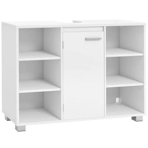 VASAGLE Waschbeckenunterschrank Badschrank mit Verstellbaren Ablagen und Füßen