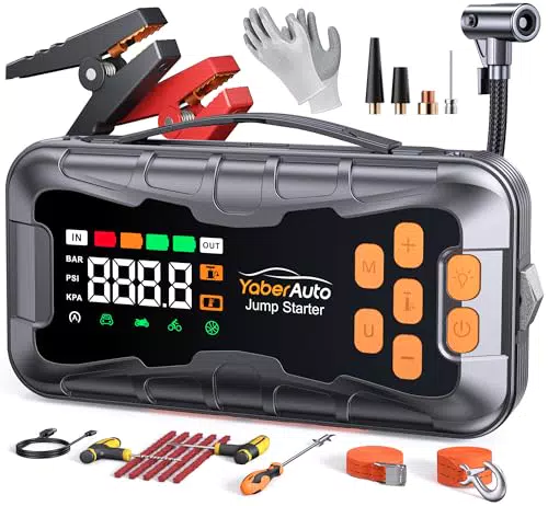 Powerbank Starthilfe Kompressor 27000mAh für Benzin- und Dieselautos, Notfallset