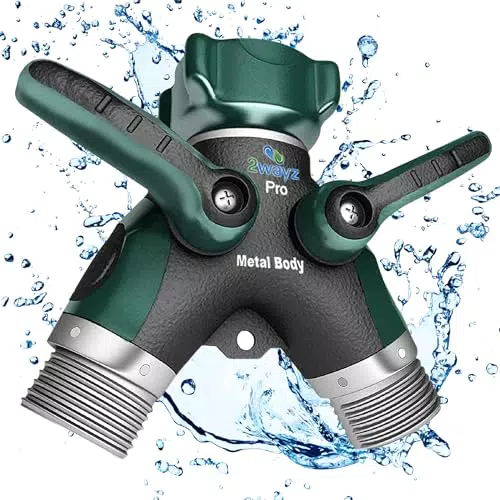 2WAYZ Schlauchverteiler 2-Wege Y-Adapter Metall mit Absperrventil für Garten und Außenhahn