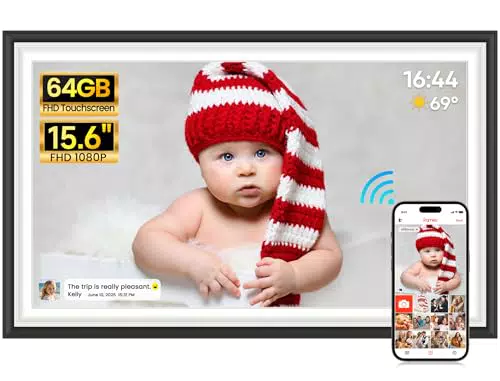 Frameo Digitaler Bilderrahmen 15,6 Zoll Touchscreen mit WLAN, 64GB, Auto Rotation