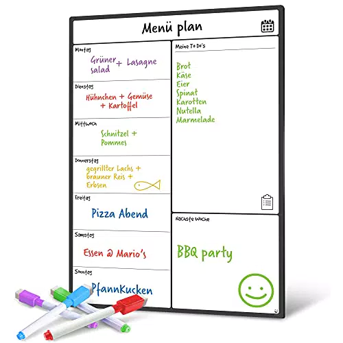 A3 Wochenplaner Magnetisch Kühlschrank Whiteboard für Küche Familien Essensplaner