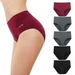 Anqier Unterhosen Damen, 5er Pack Stretch Baumwolle Hohe Taille Slips Damen Atmungsaktiv Panties Weich Frauen Unterwäsche