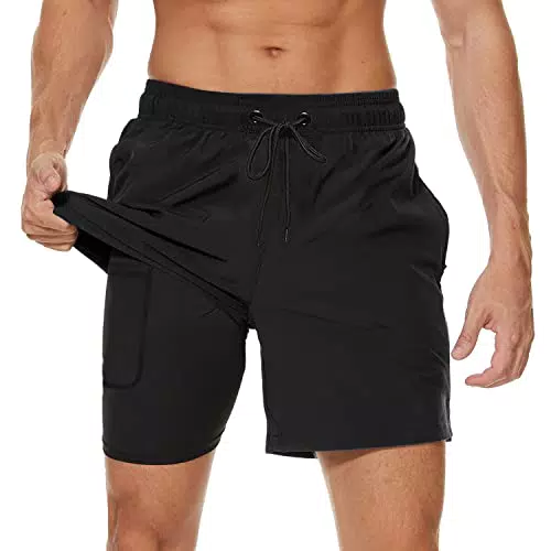 Arcweg Badehose Herren Kompression 2 in 1 Atmungsaktiv Badeshorts mit Taschen