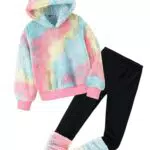 Arshiner Mädchen Winter Bekleidungsset Fleece Hoodie und Leggings Kuschelig Zweiteilig