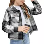 Arshiner Mädchen Flanell Bluse Kariert Langarm Hemd Herbst Winter Mode Revers