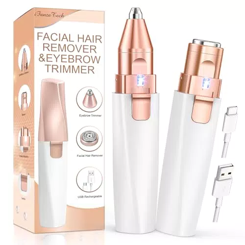 iFanzeTech Augenbrauenrasierer und Gesichtshaarentferner Damen 2-in-1 Trimmer