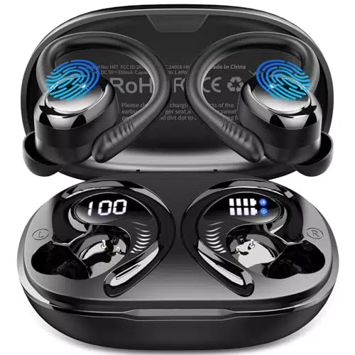 Bluetooth 5.4 Sport Kopfhörer Kabellos In Ear mit 6D Stereo, 4 ENC Mikrofon, IP7